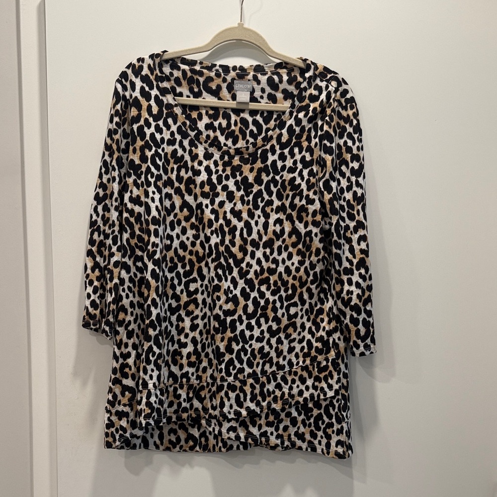 Chico's Animal Print Long Sleeve Top - Black and Brown
